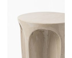 Bijzettafel Bonne Rond Beige/Taupe Steenlook MDF Kant-en-klaar