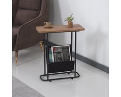 Bijzettafel Bov 64x55x24cm zwart en walnootkleurig