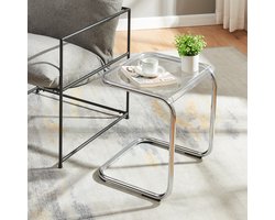 Bijzettafel Brosa 44x37x48 cm transparant en chroom [en.casa]