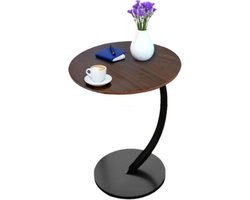 Bijzettafel Bruin - Ø40 cm - H60 cm - kleine bijzettafel - C-vorm - Banktafel