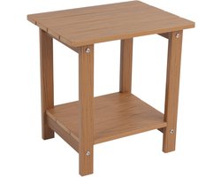Bijzettafel Buiten - HIPS Kunsthout Tafel - Tuin Bijzettafel - Terras Tafel - Kleine Lounge Tafel - Side Table voor Stoel en Bank - Teakkleur