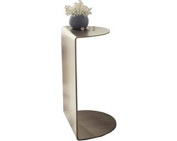 Bijzettafel C-model - Snack tafel - Stijlvolle Decoratie - Geborsteld metaal - 24 x 28 x 48 cm - Champagne Goud