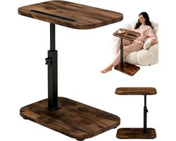 Bijzettafel C-vorm - Bedtafeltje - Banktafel - Laptoptafel Voor Bank - 43-74cm Verstelbare Hoogte - 360° Draaiend Blad - 40x30 cm - Salontafel - Lezen & Werken - Voor Bank & Bed & Kantoor