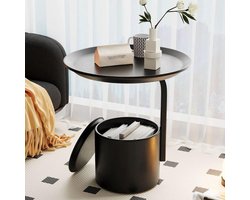 Bijzettafel C-vorm - Eettafel nachtkastje - Opbergen naast bank - Ruimtebesparend ontwerp - 158L*158B*189H - Zwart