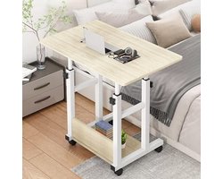 Bijzettafel C-vorm - Laptoptafel Wagen - Werken en Eten - Verstelbare Hoogte - 80cm - Multicolor