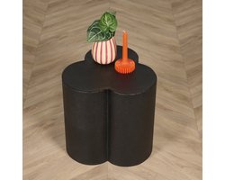 Bijzettafel Chatou - Metaal - Zwart - 45x46x45 cm (BxHxD) - Lederlook Poedercoating