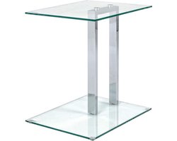 Bijzettafel chroom - Modern design - Metaal en veiligheidsglas - B 45 cm x H 50 cm x D 35 cm