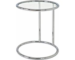 Bijzettafel – Chroom staal met veiligheidsglas – 45 cm breed, 45 cm diep, 55 cm hoog – Modern design
