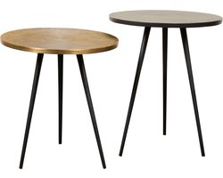Bijzettafel Cognac - Metaal - Zwart/Goud - 41 x 51 x 41 cm (BxHxD) - Set 2 stuks