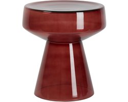 Bijzettafel Dakwa - Kleine tafel Salontafel - Drankjes Plaatsen - Transparant Rode Glas - Ø37cm - Bordeaux