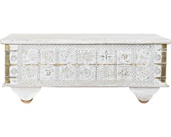 Bijzettafel DKD Home Decor MB-182010 Wit Gouden Metaal Mangohout 115 x 60 x 45 cm