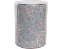 Bijzettafel DKD Home Decor Porselein Blauw Oranje Blommor (33.5 x 33.5 x 43 cm)