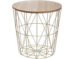 Bijzettafel draadmand - Opbergmand - Goud Metaal - 41 x 39.5cm