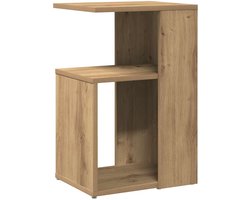 Bijzettafel | Eindtafel | Salontafel 36x30x56 cm bewerkt hout artisanaal eikenkleurig