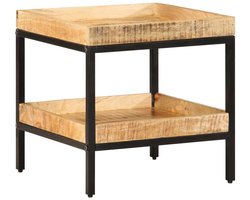 Bijzettafel | Eindtafel | Salontafel met plank Bruin 45 x 45 x 45 cm massief mangohout