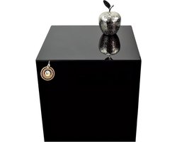 Bijzettafel Emilia - Roltafel Glazen Tafel - Opbergen Meubels - Echt Gekleurd Glas - 400 x 400 x 430 mm