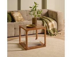 Bijzettafel Evora - Mangohout - Naturel - 50x50x50 cm (BxHxD) - Kleur Raw Naturel