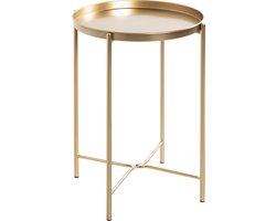 Bijzettafel – Goudkleurig gelakt staal – Met metalen plank – Elegant en stijlvol design