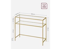 Bijzettafel - Haltafel - Woonkamer - Smalle Console - Woonkamer - 100 cm x 35 cm x 80 cm - Goud