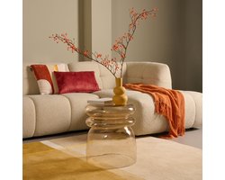 Bijzettafel Hamburg - Transparant Glas - Geel - 40 x 44 x 40 cm (BxHxD)