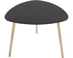 Bijzettafel Hout - Kleine Tafel - Woonkamer Sfeer - Rubberen Houten Poten - 60 x 60 cm - Zwart