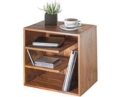 Bijzettafel Hout met Lades (43 x 20 x 43 cm) - Bijzettafel Buiten Tuin - Sidetable Hout - Bijzettafeltjes Woonkamer - Bijzettafel Bank - Koffietafel - Woonkamer Tafel - Salon Tafel - Salontafel Industrieel Landelijk - Houten Nachtkastje