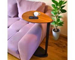 Bijzettafel in hoogte verstelbaar – koffietafel, salontafel, nachtkastje, bedtafel, laptoptafel, tuintafel, balkontafel, frame van metaal/aluminium, tafelblad van hout