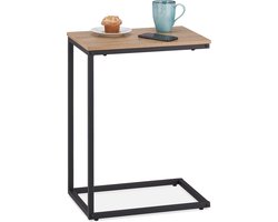 bijzettafel industrieel - u-vorm - 60 x 30 x 45 cm - voor bank - houtlook