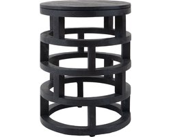 Bijzettafel Jax 51 x ø40 cm - Industrieel - Rond - Zwart onderstel