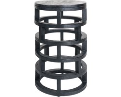 Bijzettafel Jax 62 x ø40 cm - Industrieel - Rond - Zwart onderstel