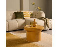 Bijzettafel Keulen - Glanzend Metaal - Geel - 55x37x55 cm (BxHxD) - Kleur Golden Syrup