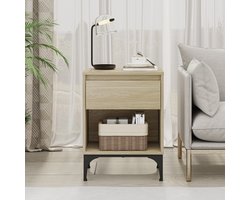Bijzettafel Kistiandi 62x46x40 cm eikenkleurig licht en zwart [en.casa]