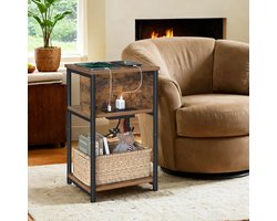 Bijzettafel, klein nachtkastje met stekkerdoos, smal