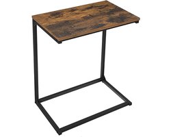 Bijzettafel, kleine salontafel, side tafel voor slaapkamer, woonkamer en hoekbank, Werken in bed of op de bank/ eenvoudige constructie/ industriële stijl bijzettafel, intage bruin-zwart bijzettafel - Black Friday
