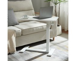 Bijzettafel Klirg in hoogte verstelbaar 68x36x66-92 cm wit met houtnerf [en.casa]