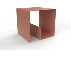 Bijzettafel | Koffietafel | Industrieel | Metaal | Model Glide Mini | Vierkant | Blush | Oud Roze | Met extra opbergvak | 46x46 cm