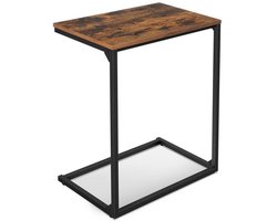 Bijzettafel Koffietafel Salontafel Stapelbare tafel Eenvoudige en stabiele constructie, gemakkelijk te monteren Stevig metalen frame Geschikt voor slaapkamer, woonkamer, werken op bed of bank 55 x 35 x 66 cm Bruin en zwart