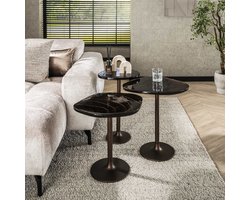 Bijzettafel L Eclipse | glazen tafel | handgemaakt / uniek / koper / 60 cm hoog | woonkamer | hal | slaapkamer / hotel chique