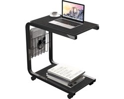 Bijzettafel - Laptoptafel - Bijzettafel voor in Bed - Koffietafel - Met Wieltjes - Bedtafel - 56CM Hoog - U-Vorm