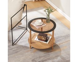 Bijzettafel Latama rond Ø51x45 cm zwart en brons [en.casa]