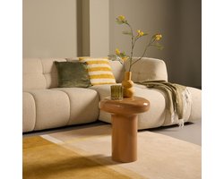 Bijzettafel Leipzig - Glanzend Metaal - Oranje - 40x48x40 cm (BxHxD) - Kleur Middle Stone