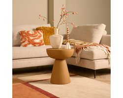 Bijzettafel Linz - MDF - Geel/Oker/Bruin/Cognac - 39 x 48 x 39 cm (BxHxD)
