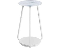 Bijzettafel - LuxHome - Glazen blad - Marmerwit