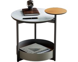 Bijzettafel Luxios - Bijzettafeltjes voor woonkamer of slaapkamer - Zadelleren Planken - Wachtruimte - Uniek Accent