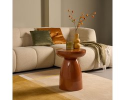 Bijzettafel Mannheim - Glanzend Metaal - Bruin - 40 x 50 x 40 cm (BxHxD) - Kleur Spanish Chestnut