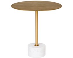 Bijzettafel – Marmer & Messing – Ø51x52 cm – Luxe Woonaccessoire