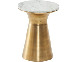 Bijzettafel Marmer - Ronde Tafel - Woonkamer Decoratie - Echt Marmer Blad - 35 x 35 x 45 cm - Wit