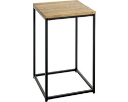 Bijzettafel – Massief eiken met zwart staal – 35 cm breed, 35 cm diep, 60 cm hoog – Nachttafel design