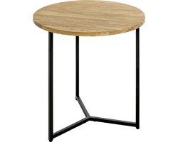Bijzettafel| Massief Eiken | Zwart Staal | Industrieel | Rond| 50x52x50cm