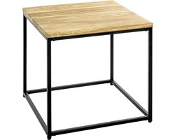 Bijzettafel | Massief Eiken | Zwart Staal | Industrieel | Vierkant | 45x45x45cm